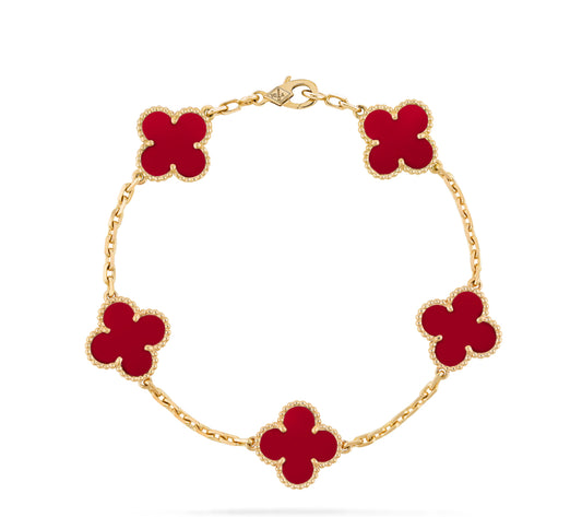 5 Clover Bracelet - Carnelian