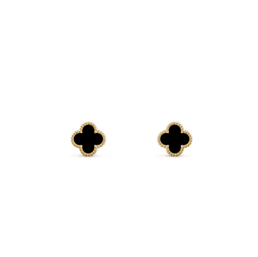 Mini Clover Earings - Onyx